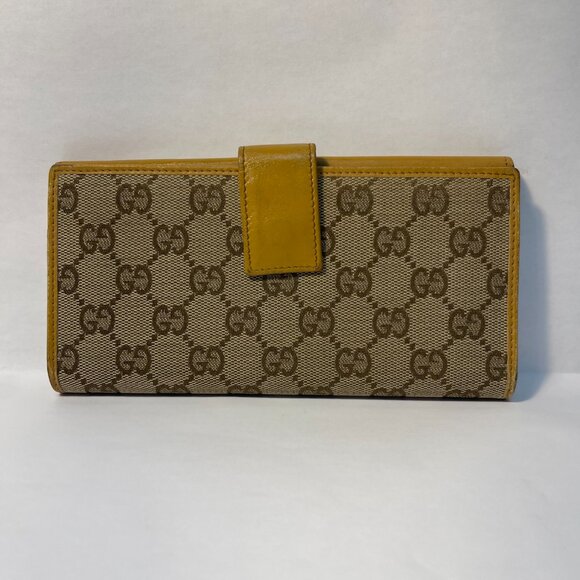 Gucci Vintage Leather and Canvas Double Hook Long Wallet - Preowned - Picture 2 of 15